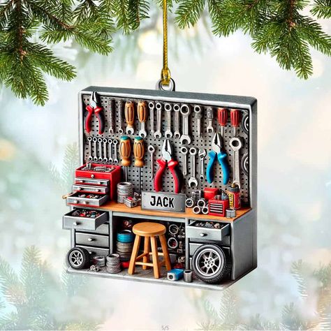 onameomament326 Mechanic Tool Box, Mechanic Gifts, Mechanic Tools, Shop Decor, Repair Shop, Christmas Box, Heartfelt Gifts, Tree Decor, Ornament Gifts