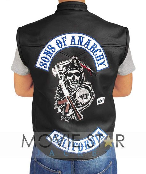 Sons of Anarchy Leather Vest Sons Of Anarchy Vest, Leather Costume, Motorcycle Leather Vest, Sons Of Anarchy Motorcycles, Sons Of Anarchy Samcro, Celebrities Leather Jacket, Custom Leather Jackets, Jax Teller, Charlie Hunnam