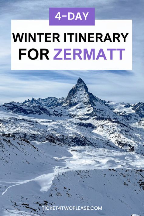 Visiting Zermatt soon? Our 4-day Zermatt Travel Itinerary will guide you through the best things to do in Zermatt in Winter, the best place to stay in Zermatt in Winter and provide you with handy Zermatt travel tips. Our curated 4-day Zermatt Winter Itinerary is the perfect place to start! Zermatt Winter, Zermatt Switzerland Winter, Ski Switzerland, Switzerland Travel Itinerary, Switzerland Winter, Switzerland Travel Guide, Places In Switzerland, Zermatt Switzerland, Travel Destinations Bucket Lists