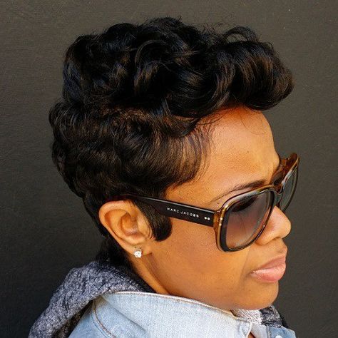 Black Curly Pixie Curly Pixie Hairstyles, Curly Pixie Haircuts, Short Sassy Hair, Curly Pixie, Sassy Hair, Short Black Hairstyles, Cute Hairstyles For Short Hair, Relaxed Hair, Pixie Hairstyles