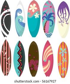 Illustration Surfing Pads On White Background Stock Illustration 56251564 | Shutterstock Surfboard Drawing, Surfboard Art Design, Paddle Decor, Surfboard Painting, Surf Painting, Surfboard Decor, Digital Paper Free, Wave Illustration, Surfboard Art