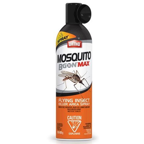 This Mosquito B Gon Max insecticide from Ortho(R) will make you enjoy your outdoor space again. Designed for generalized spraying, it eliminates flies, mosquitoes, black flies, hornets and wasps on contact. This spray can be applied to any outdoor area where flying insects are a nuisance, including shrubs and grass. The fog can extend up to 6 meters from the nozzle, which saves you from having to get close to insects. Ortho Aerosol Insecticide - Flying Insects - 350 G 4600610 - Reno-Depot Mosquito Repellent Packaging Design, Mosquito Spray, Flying Insects, Spray Can, Mosquito Repellent, The Fog, Product Packaging, Outdoor Area, Outdoor Space