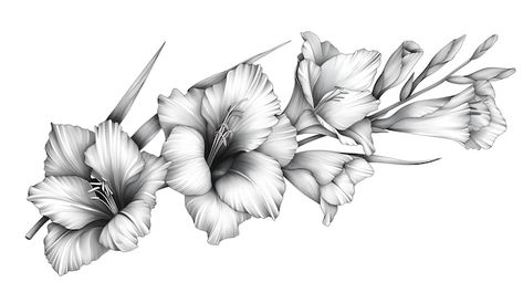 Gladiolus Black And White, Gladiolus Flower Drawing Tattoos, Gladiolus Drawing, Gladiolus Flower Tattoo, 11:11 Tattoo Ideas, Gladiolus Flower Tattoos, 11 11 Tattoo, 11 Tattoo, Gladiolus Tattoo