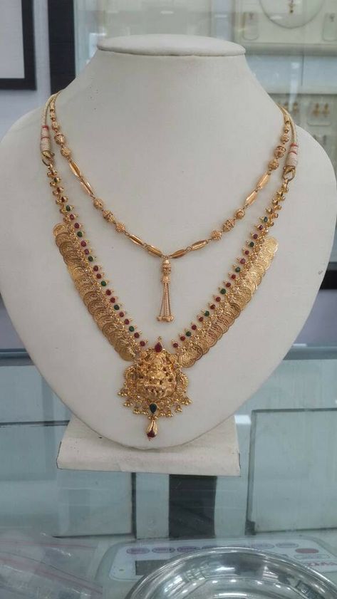 Necklace Under 30 Grams Gold, Latest Gold Haram Designs Indian, Kasula Peru Latest Designs, Gold Kasulaperu Designs, Kasulaperu Necklace, Kasula Peru, Mini Haram, Kasu Mala, Jewelry Pics