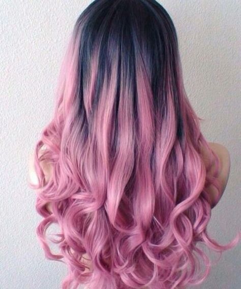 Charcoal and cotton candy pink ombré hair Exotic Hair, Pink And Black Hair, Pink Ombre Hair, Colorful Hairstyles, Bold Hair Color, Skirt Diy, Pastel Hair, Long Wavy Hair, Cool Hair Color