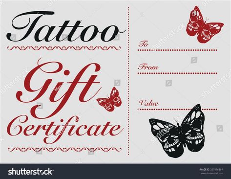 Free Butterfly Skull Tattoo Gift Card Gift Stock Vector (Royalty Free Tattoo Gift Certificate Template Free PDF Tattoo Gift Certificate Template, Tattoo Gift Card, Tattoo Gift Certificate, Butterfly Skull Tattoo, Gift Certificate Template Free, Voucher Template Free, Free Printable Certificates, Printable Tattoos, Think Tattoo