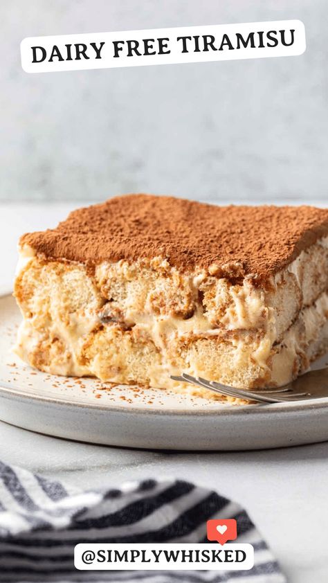 Made with classic ingredients like fresh espresso, Marsala wine and lady finger cookies, this dairy free tiramisu utilizes a few simple, dairy free ingredients to create a rich pastry cream that layers perfectly in this classic Italian dessert. Dairy Free Tiramisu, Lady Fingers Dessert, Lady Finger Cookies, Finger Cookies, Dairy Free Recipes Dessert, Dairy Free Cream Cheese, Dairy Free Treats, Dairy Free Cake, Dairy Free Dinner