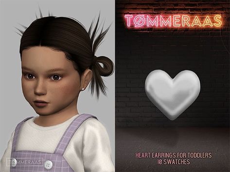 TØMMERAAS | Heart Earrings for Toddlers (#58) - The Sims 4 Download - SimsFinds.com Toddler Earrings, Sims 4 Download, Sims 4 Children, Sims 4 Toddler, The Sims 4 Download, Baby Earrings, Toddler Accessories, Kids Earrings, 4 Kids