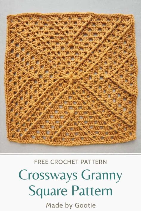 Unusual Granny Square Crochet Pattern - The Crossways Granny Square - Made by Gootie Free Crochet Square, Crochet Granny Square Pattern, Cal Crochet, Joining Granny Squares, Afghan Squares, Granny Square Projects, Square Crochet Pattern, Crocheted Blankets, Granny Stitch