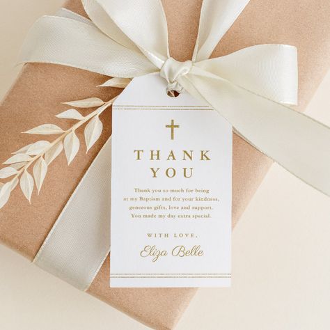 Elegant Gold Cross Baptism Thank You Favor Gift Tags - Christening Gifts Glitter Frame, Christening Gifts, Modern Cross, Gold Cross, Favor Tags, Thank You Gifts, Hat Crafts, Gaming Wall Art, Christening