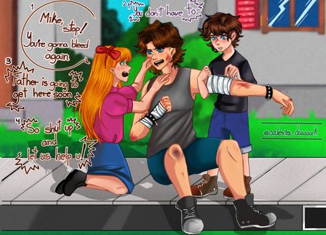 Fnaf The Afton Family, Fnaf Micheal Afton Fanart, Micheal Afton Glamrock Freddy, Funny Afton Family, Fnaf Kids Fanart, Fnaf Fanart Michael Afton, Afton Siblings Fanart, Fnaf Fanart Afton Family, Michael Afton Comic