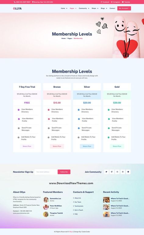 Ollya - Dating and Community Site Template is a clean, elegant and modern design responsive premium bootstrap template for online dating, social network, marriage platform and social community based business and services professional website with 3+ niche homepage layouts, 40+ pre-designed inner pages and tons of amazing features. It is developed by codexcoder one of the elite author on themeforest marketplace to download now & live preview click on image 👆 Dating Website Design, Membership Website Design, Membership Website, Bootstrap Template, Homepage Layout, Template Site, Membership Card, Dating Websites, Professional Website