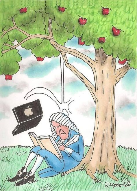 Apple Newton, Poster Tutorial, Scientific Art, Apple Illustration, God Nature, Science Park, Reading Club, Isaac Newton, Ap Art