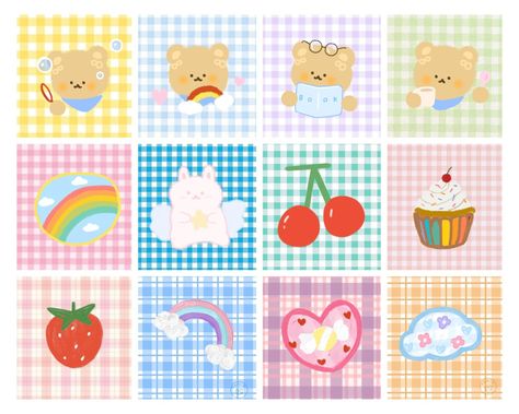 Stickers For Journal, Sticker Design Inspiration, Square Stickers, Korean Stickers, For Journal, Scrapbook Stickers Printable, Stickers Printable, Hello Kitty Iphone Wallpaper, Dont Touch My Phone Wallpapers