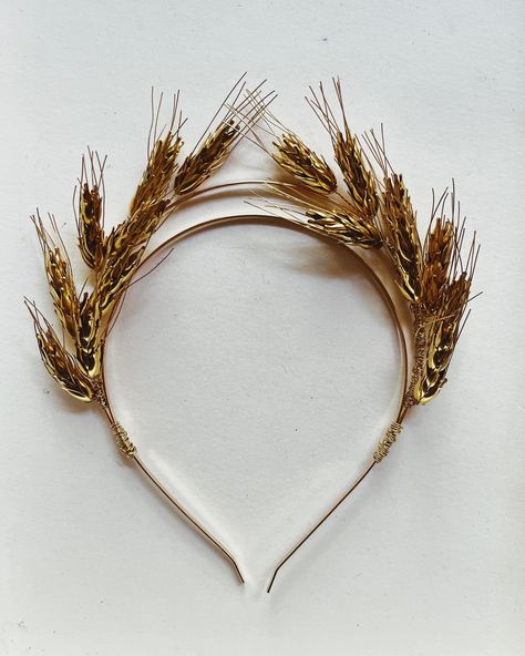 Our new Demeter crown, brass hand wired wheat flowers 🌾 now available on the site. Sunburst Headpiece, Wheat Flower, Halo Collection, Metal Crown, Daisy Love, Sea Inspired, Beaded Headband, Handmade Accessories, Wedding Hair Accessories