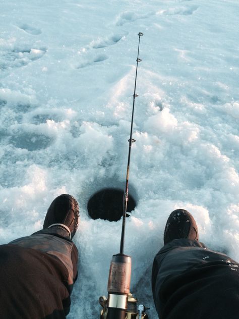 Ice fishing on Valentine's Day! Winter Hunting Aesthetic, Ice Fishing Photography, Ice Fishing Aesthetic, Winter Apocalypse, Serene Room, Fishing In Alaska, Fishing Aesthetic, Fishing In Canada, Ice Aesthetic