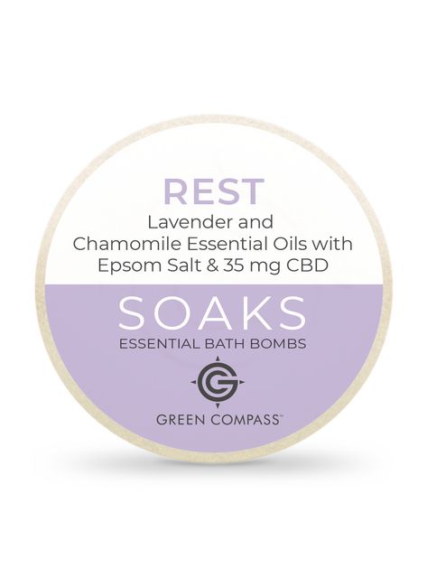 Soaks Essential Bath Bomb - Rest(Box of 2) - Green Compass, Inc Peppermint Lip Balm, Bath Soaks, Pink Sea Salt, Lavender Bath, Chamomile Essential Oil, Earthy Scent, Frankincense Essential Oil, Diy Body, Bath Soak