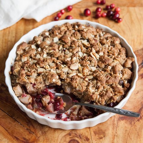 Spiced Pear, Cranberry and Marzipan Crumble Cranberry Apple Crisp, Cranberry Crumble, Apple Crisp Without Oats, Thanksgiving Dinner For Two, Cranberry Crisp, Apple Crisp Pie, Apple Crisp Cheesecake, Cranberry Apple, Fruit Crisp