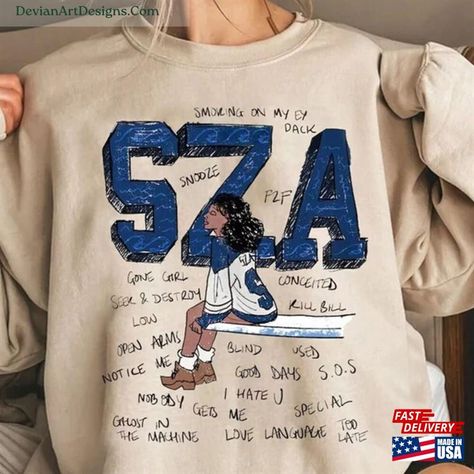 Sza Vintage Sweatshirt Sos Album Shirt Good Days Classic Hoodie Check more at https://devianartdesigns.com/product/sza-vintage-sweatshirt-sos-album-shirt-good-days-classic-hoodie/ Sza Hoodie, Sza Sweatshirt, Sza Shirt, Sza Singer, Things I Need To Buy, 2000s Clothes, Cute Nike Outfits, 2024 Style, Diy Clothes Design