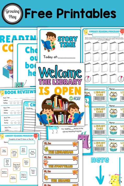 Library Pretend Play Free Printables - Growing Play Pretend School Printables Free, Library Pretend Play Free Printables, Library Dramatic Play Free Printables, Grocery Store Pretend Play Free Printables, Pretend Play Library, Library Pretend Play, Pretend Play Free Printables, Free Dramatic Play Printables, Library Dramatic Play