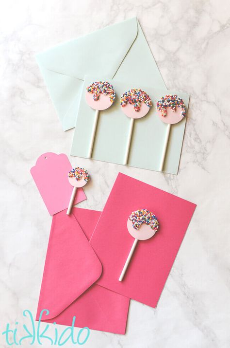 Easy Sprinkles Lollipop Card Tutorial Lollipops Diy, Easy Birthday Cards Diy, Lollipop Birthday, Diy Sprinkles, Diy Birthday Cards, Anniversaire Diy, Creative Birthday Cards, Birthday Card Sayings, Sister Birthday Card