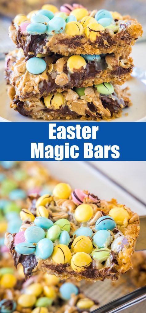 Easter Magic Bars, Easter Chips And Dip, Easter Magic Cookie Bars, Spring Chocolate Desserts, Cute Easter Dessert Ideas, Easter Brownie Ideas, Easter Desserts Chocolate, Fun Easter Desserts, Easter Food Ideas Dinner