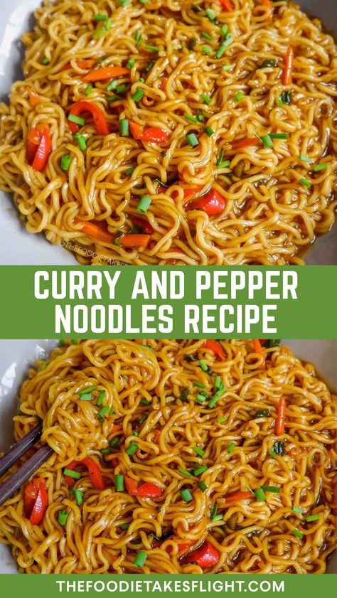 Curry and Pepper Noodles (Vegan Recipe) Vegan Noodle Recipes, Tofu With Peanut Sauce, Pepper Noodles, Indian Noodles, Asian Tofu, Vegan Noodles Recipes, Sirtfood Diet, Curry Pasta, Vegan Asian Recipes