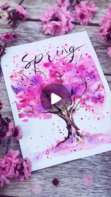 Mary Wu | Aspiring Watercolor & Flower Preservationist on Instagram: "Do you ever play with water 💦?  There are a few cherry blossom trees down the street that are exploding with pinkness and begging to be painted… so I obliged… it took less than 10 minutes and was so fun!  Want to try? Tag me and I’ll share in my stories 🌸  “Amidst the gentle breeze, cherry blossoms dance, painting the world in hues of pink and white.” – Unknown  Tip for lettering, write the words gently in pencil first can be very helpful… ✏️  Materials used: Brushes: size 2 sable mop and Size 1 detail brush by @goldenmapleart  Watercolor paints from @grabieofficial  Watercolor paper: 100% cotton 5x7in @strathmoreart   Make quick watercolor a daily habit! Inspired by my love of flowers and loose watercolor…. always pai Quick Watercolor, Dance Painting, Blossom Painting, Cherry Blossom Painting, Cherry Blossom Trees, Tree Sketches, Loose Watercolor, Watercolor Paintings Easy, Pink Trees