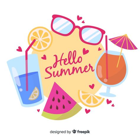 Hello summer Free Vector Pen Pal Kit, Mickey Mouse Images, Wave Goodbye, Baby Clip Art, Calligraphy Alphabet, Brown Aesthetic, Summer Design, Hello Summer, Displaying Collections