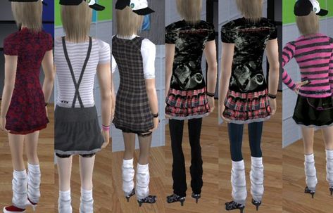 Mod The Sims - Jrock Inspired Skirt! Sims 2 Cc, Sims 2 Games, Ts2 Cc, Cc Sims, Sims 4 Game, Sims Mods, Goth Outfits, Aesthetic Images, Sims 2