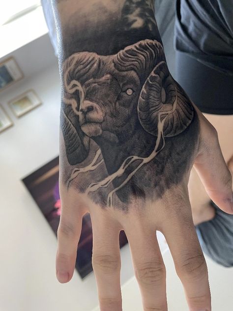 Ram Hand Tattoo, Ram Tattoo, Hand Tattoo, Hand Tattoos, Ram, Tattoos