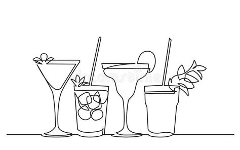 Cocktail Tattoo, Cafe Mural, Line Animation, One Line Tattoo, Small Girly Tattoos, Embroidery Hoop Art Diy, Minimal Drawings, Summer Painting, Continuous Line Drawing