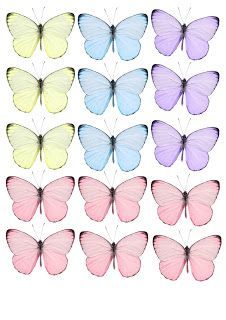 Butterflies To Print, Butterfly Cake Topper, Pastel Butterflies, Butterfly Art Print, Birthday Cake Topper Printable, Butterfly Template, Butterfly Printable, Butterfly Images, Butterfly Cakes