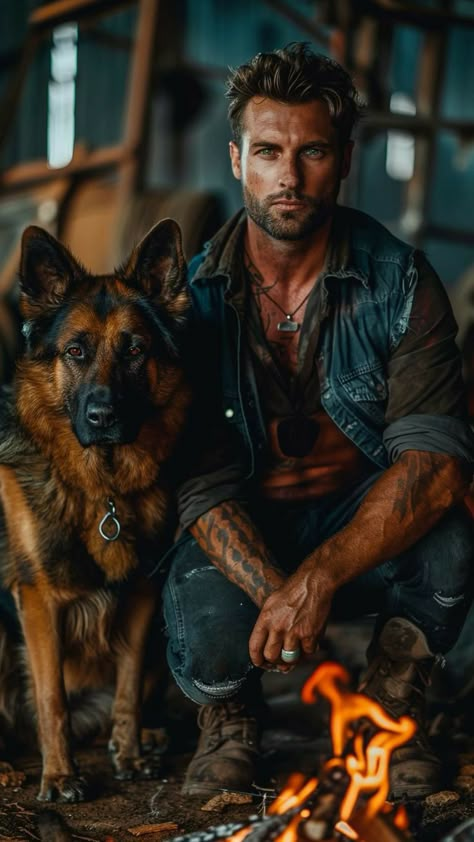 Men With Puppies, Vidyut Jamwal Body, Now Apocalypse, Men With Dogs, Outdoorsmen Style, Dark Romance Novels, Man With Dog, Vidyut Jamwal, Mens Outdoor Fashion