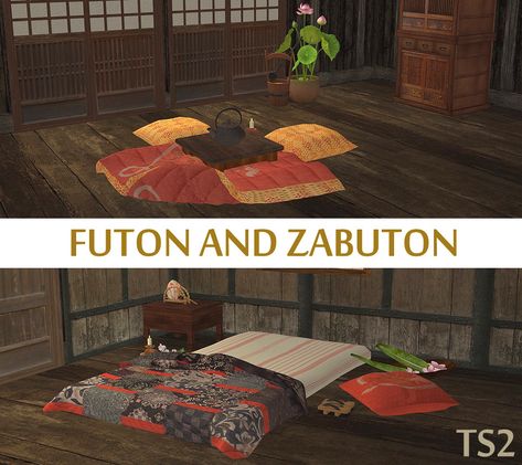 The Sims4, Sims 4 Custom Content, Sims 2, Sims Cc, Bed Blanket, Room Set, Futon, Kotatsu Table, Make Sure