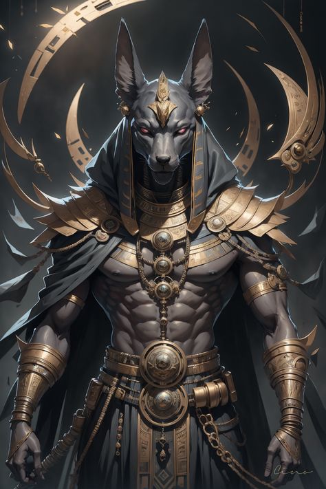 Anubis Art, Egyptian Goddess Art, Egyptian Anubis, Dungeons And Dragons Decor, Starověký Egypt, Egyptian Tattoo Sleeve, Egypt Concept Art, Dungeons And Dragons Figures, God Wallpaper