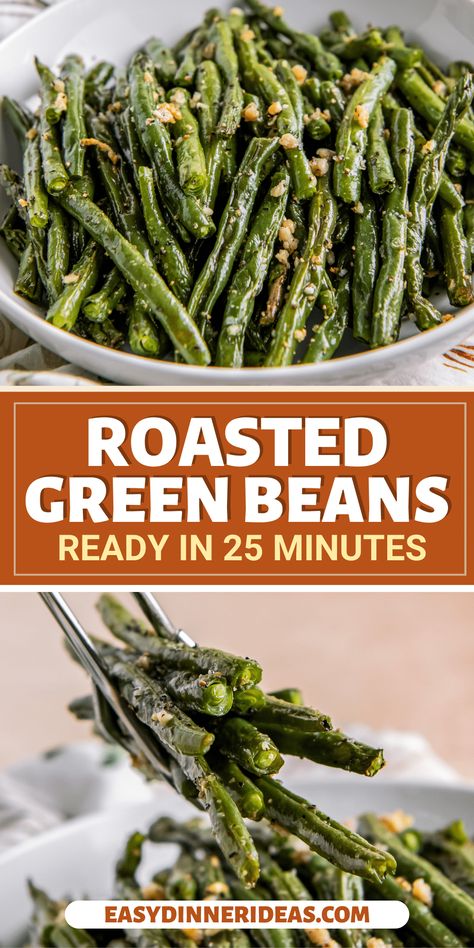 Roasted Green Beans are simple to make and they only require 3 ingredients! We love that this healthy side dish is ready in under 20 minutes. Plus, you can add spices or herbs for more flavor or keep them as is. They're delicious! Green Bean Recipes Roasted, Oven Roasted Green Beans Fresh, Baked Green Beans Oven, Healthy Green Bean Recipes, Green Bean Recipes Oven, Fresh Green Beans Recipe, Green Bean Recipes Healthy, Oven Green Beans, Easy Green Bean Recipes