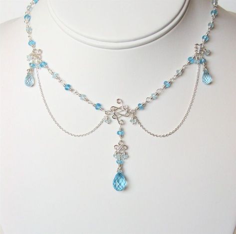 Blue Jewelry Necklace, Blue Acssesories Aesthetic, Sky Blue Accessories, Light Blue Jewelry Aesthetic, Sky Blue Jewellery, Blue Assessories, Blue Topaz Aesthetic, Sky Blue Clothes, Blue Jewelry Aesthetic