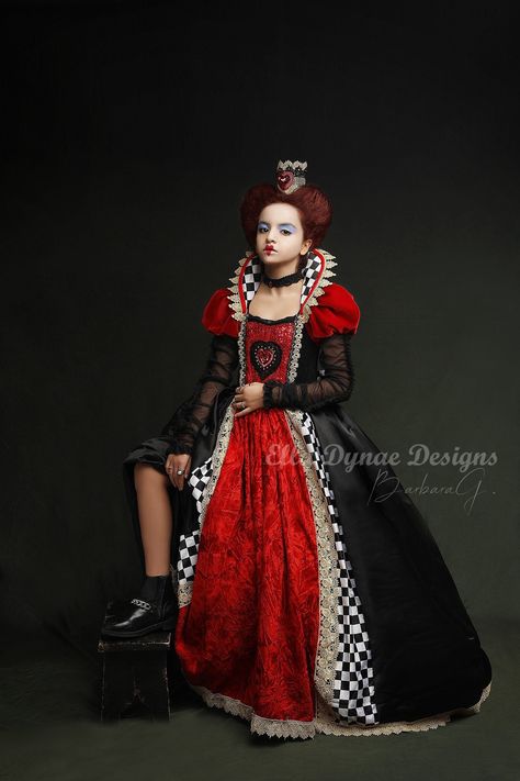 Queen Of Hearts Halloween Costume, Queen Of Hearts Halloween, Medieval Wedding Dress, Royal Costume, Jester Costume, Crinoline Skirt, Heart Costume, Queen Of Hearts Costume, Red Riding Hood Costume