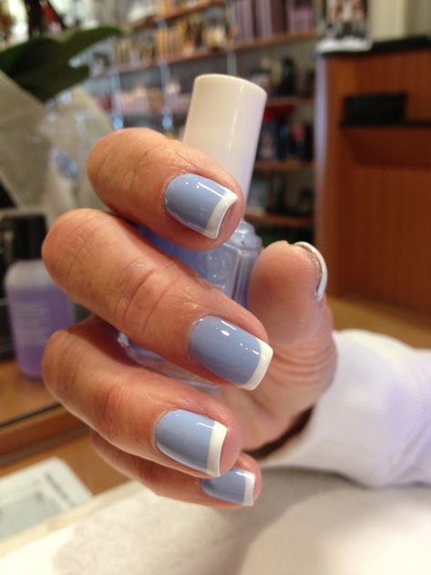 Acrylic Nails Natural, Rounded Acrylic Nails, French Tip Acrylic Nails, Blue French, White Nail, Manicures Designs, Beach Nails, Manicure Y Pedicure, Classy Nails