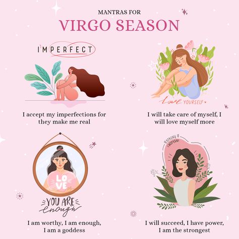 Mantras for Virgo Season:😎 Imperfect: I accept my imperfections for they make me real. Love Yourself: I will take care of myself, I love myself more. You are Enough: I am worthy, I am enough, I am a goddess. Strong Woman: I will succeed, I have power, I am the strongest.❤️ #crystals #virgocrystals #virgoseason #zodiacjewelry #zodiaccrystals #gemstonesforvirgo #gems #gemstones #gemstonejewelry #crystaljewelry #crystalhealing #crystallove #healingjewelry #handmadejewelry #gemstonelover #gemexi Virgo Season Affirmations, Virgo Season Aesthetic, Strongest Crystals, Yoga Poems, I Love Myself More, I Am A Goddess, Scorpio Szn, Virgo Things, Virgo Stuff