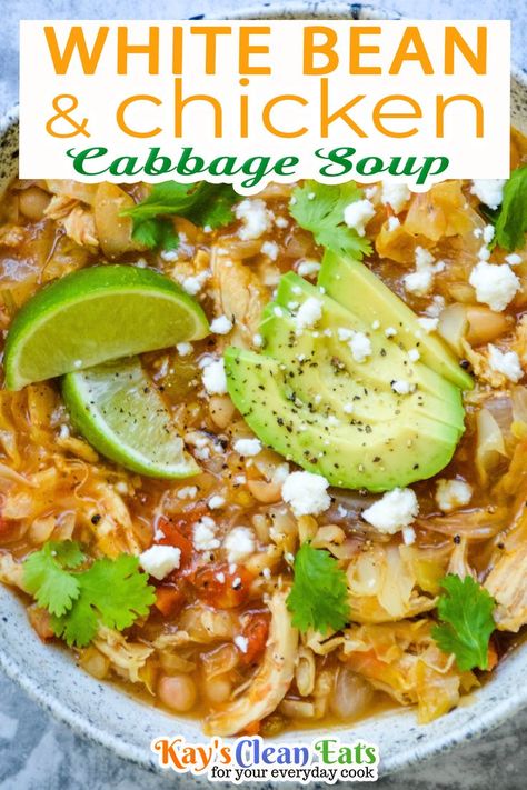 Cabbage Bean Soup, Beans Chicken Recipe, Chicken And White Beans Recipe, Cabbage Chicken Soup, Soup With White Beans, Soup Weather, Chicken And Cabbage, White Bean Soup, The Leftovers