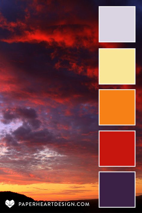 Sunset Color Scheme, Sunset Color Palette, Brand Colour Schemes, Palettes Color, Thunder Storm, Yellow Palette, Purple Red Color, Warm Sunset, Orange Color Palettes