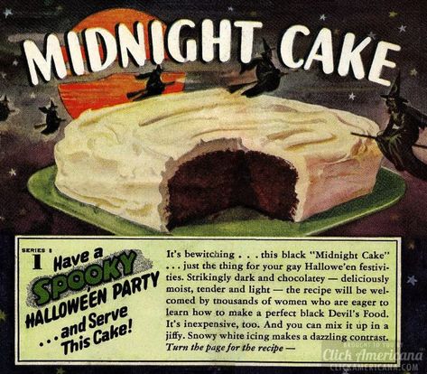 Vintage Halloween Recipes, Muffins Halloween, Halloween Cake Recipes, Creative Chocolate, Midnight Cake, Halloween Memes, Spooky Halloween Party, Halloween Cake, Food Ads