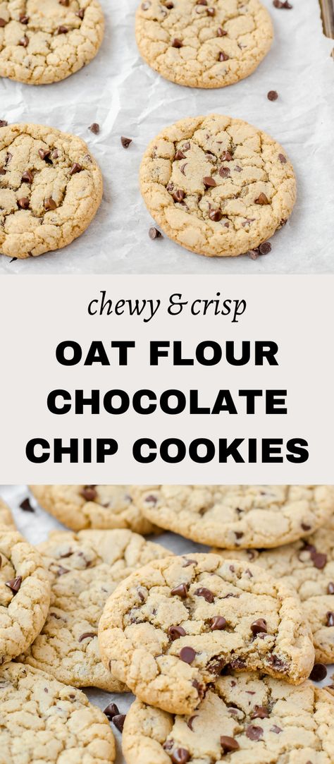 Easy Oat Flour Cookies, Oatmeal Flour Cookies Healthy, Oat Flour Protein Cookies, Oat Flour Oatmeal Cookies, Chocolate Chip Cookies With Oat Flour, Oat Flour Gluten Free Recipes, Oat Flower Cookies, Oat Flour Bars, Oat Flour Shortbread Cookies