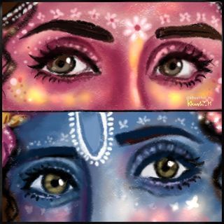 Madhavi Tuli, Krishna Eyes, Radha Kishan, God Krishna, Arte Yoga, Radhe Krishna Wallpapers, Radha Painting, Krishna Drawing, Krishna Flute