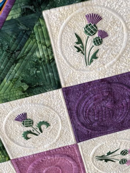 Thistle Quilt Pattern, Embroidery Advanced, Thistle Embroidery, Thistle Quilt, Thistle Decor, Heritage Quilt, Advanced Embroidery Designs, Thistle Pattern, Thistle Design