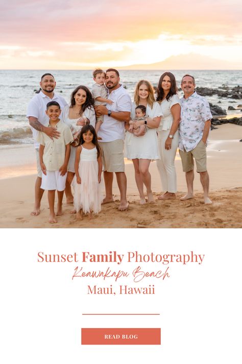 Maui Family Photos, Beach Wedding Family Photos, Hawaii Family Photoshoot, Family Wedding Pictures, Hawaii Beach Photos, Hawaii Pics, Large Family Photography, Casual Beach Wedding, Large Family Photos