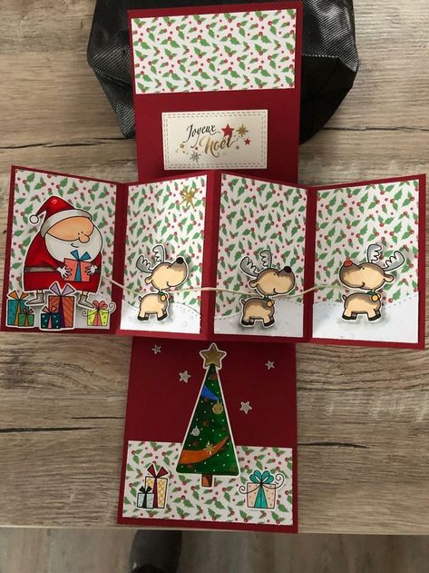 Santa Cards Handmade, Pop Up Christmas Cards, Christmas Card Tutorials, Twist Pop, Fancy Fold Card Tutorials, Christmas Card Crafts, 3d Cards, Fancy Fold Cards, Christmas Cards To Make