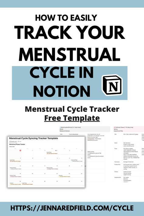 Track your menstrual cycle with ease using this free Notion template! Stay on top of your period with customizable calendars, symptom trackers, and more. Perfect for anyone looking to improve their reproductive health. Download now and start taking control of your cycle! #menstrualcycle #periodtracking #Notiontemplate #reproductivehealth #womenhealth Notion Cycle Syncing, Notion Symptom Tracker, Notion Period Tracker, Cycle Tracking Menstrual, Notion Tutorial, Menstrual Tracker, Notion Meal Planner, Notion Template For Work, Menstrual Cycle Tracker